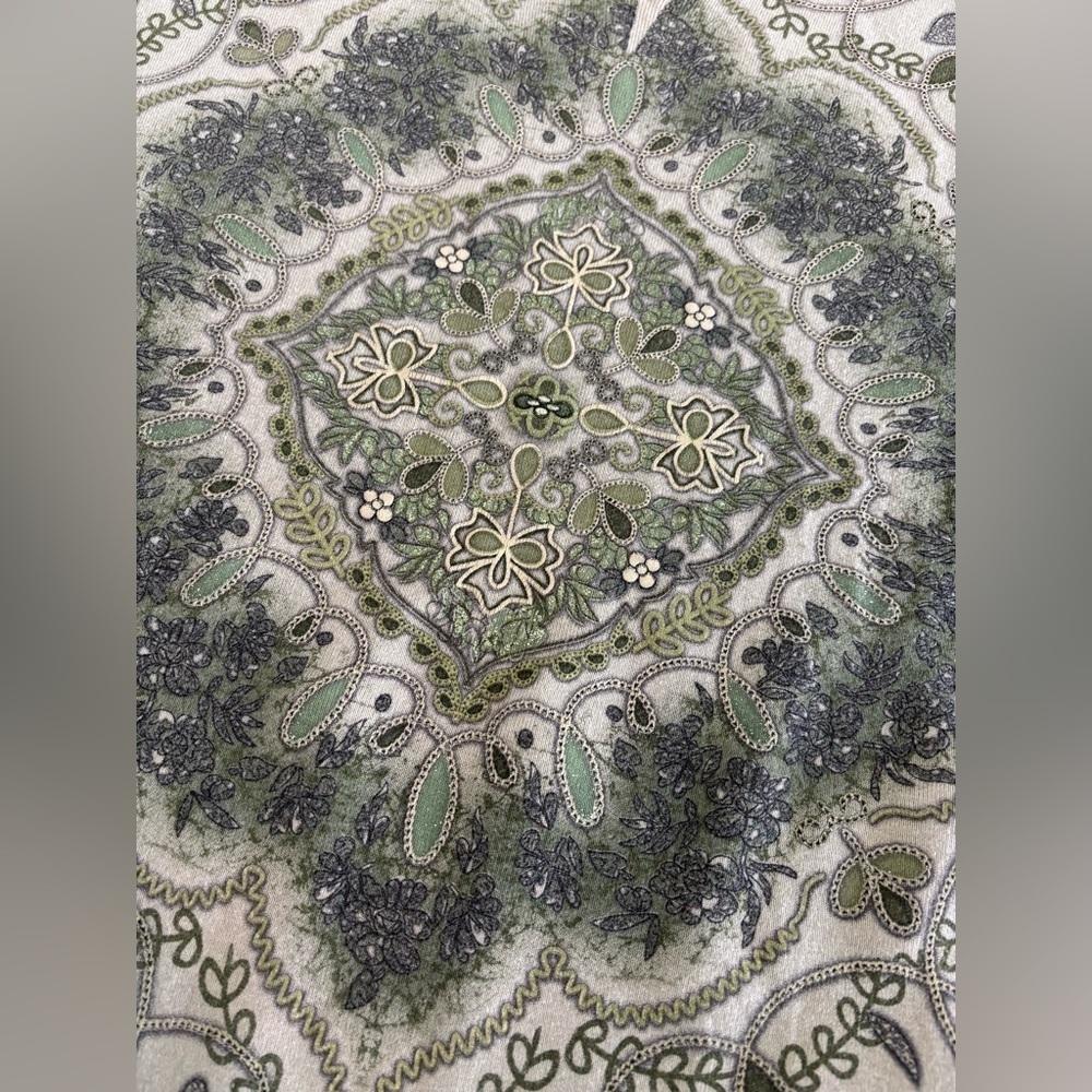 Vtg Tangents 3/4 Sleeve Bohemian Shirt Green Floral No Size Fairy Whimsical Y2K - Picture 6 of 10